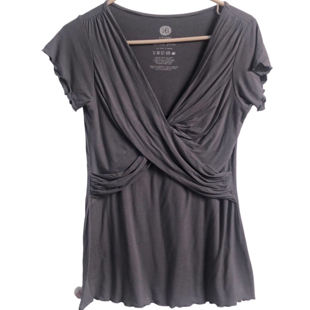 Kindred Bravely  Gray Purple Nursing Blouse/ nursing tee/ Size Medium